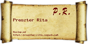 Preszter Rita névjegykártya